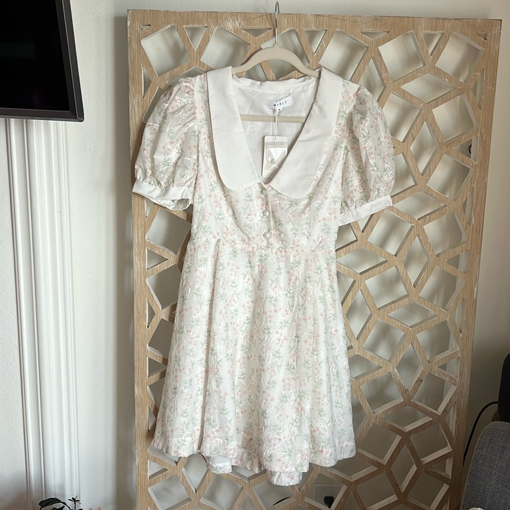 Medium cream colored dress with small florals by MABLE.